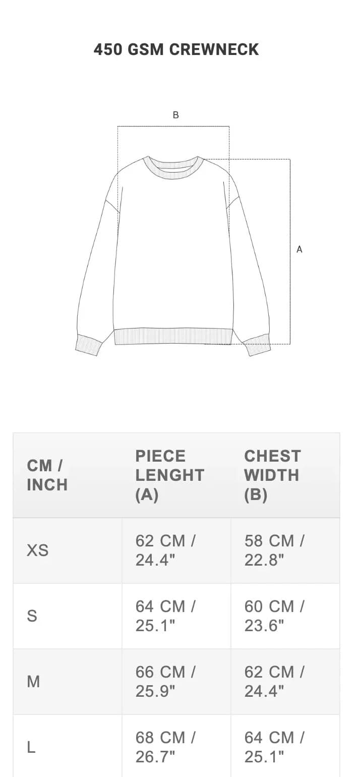 Crew neck sizing guide 1